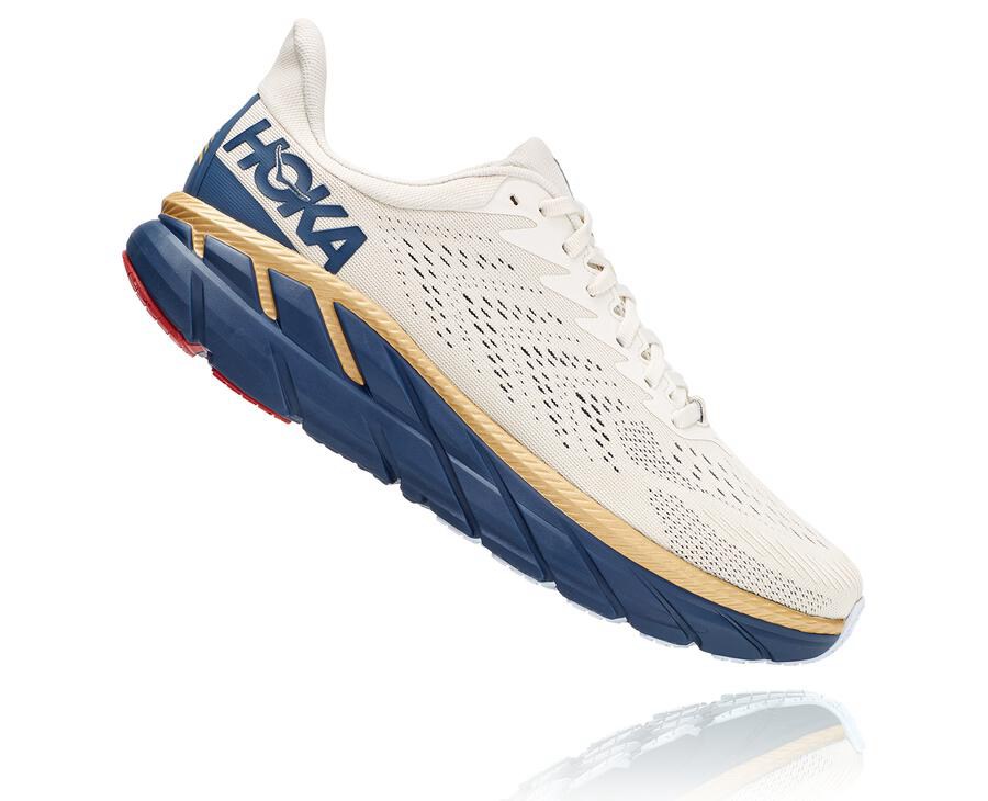 Hoka One One Clifton 7 Löparskor Herr - Vita/Blå - STNIP-9671